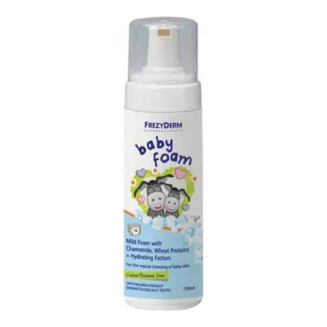 Frezyderm Baby Foam - Απαλός Αφρός Με Χαμομήλι Πρωτεϊνες Σιταριού & Ενυδατικά Συστατικά , Για τον τοπικό καθαρισμό του βρεφικού δέρματος 150ml