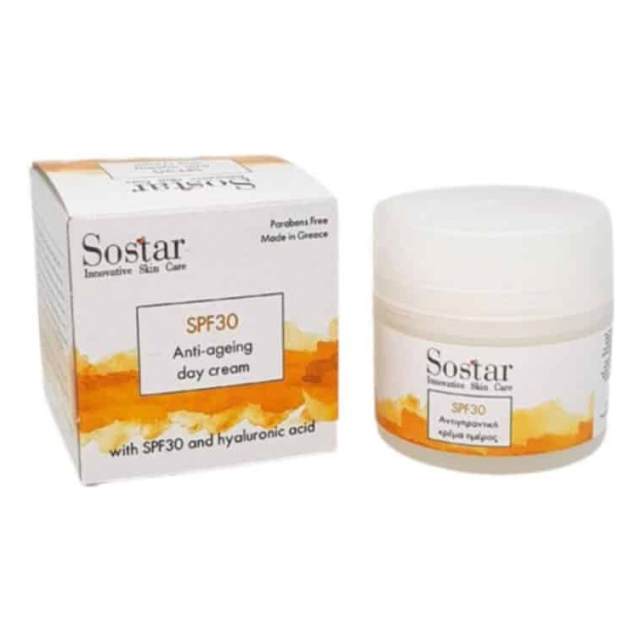 SOSTAR Αντιγηραντική Κρέμα Ημέρας με Υαλουρονικό Οξύ SPF30 50ml