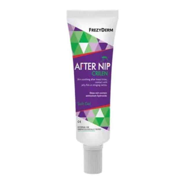 Frezyderm Crilen After Nip Απαλό Gel που ανακουφίζει το ερεθισμένο δέρμα από τσιμπήματα εντόμων επαφή με τσούχτρες μέδουσες τσουκνίδες ,Χωρίς Αμμωνία 30ml