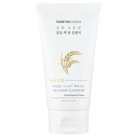 Thank You Farmer Rice Pure Clay Mask to Foam Cleanser