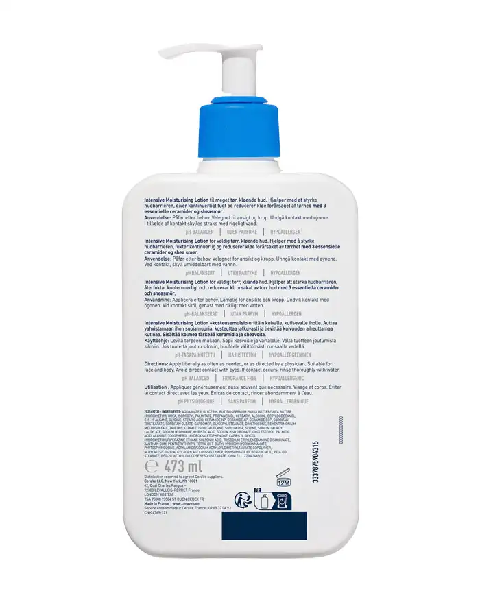 CeraVe Intensive Moisturising Lotion, 5% Hydro Urea ,  Εντατική Ενυδατική Λοσιόν Σώματος 473 ml