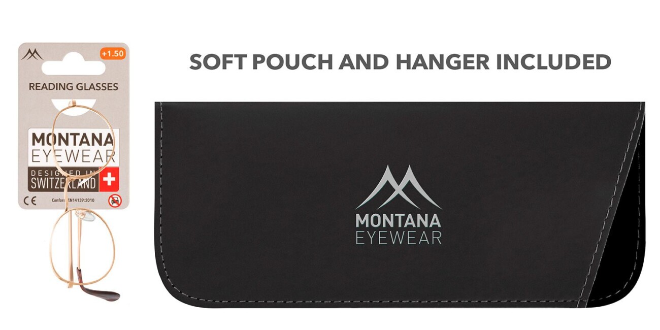 Montana EyeWear HMR54A ,  Κομψά γυαλιά ανάγνωσης με χρυσό μεταλλικό σκελετό και Δώρο θήκη , + 2.50 Βαθμοί