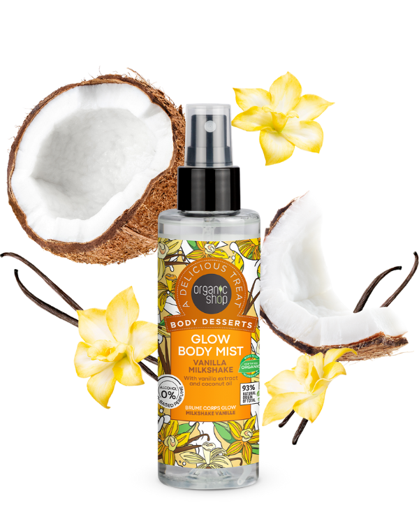 Organic Shop , Body Desserts Vanilla Milkshake, Body Mist Λάμψης, 200ml